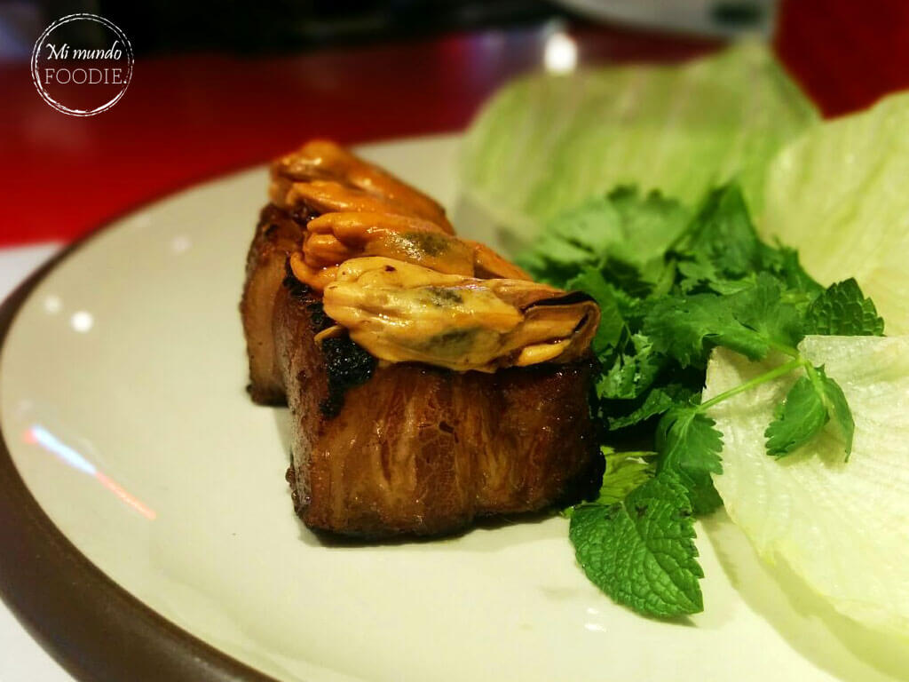 Saam de panceta con mejillones del Street XO en el Corte Inglés de Serrano